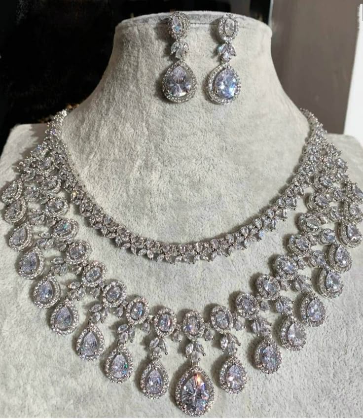 Elegant Diamond Necklace_statement Jewelry Set_statement Necklace_indian Jewelry_cz Necklace_pakistani Choker_diamond Choker_clear Stone Set - Etsy (1)